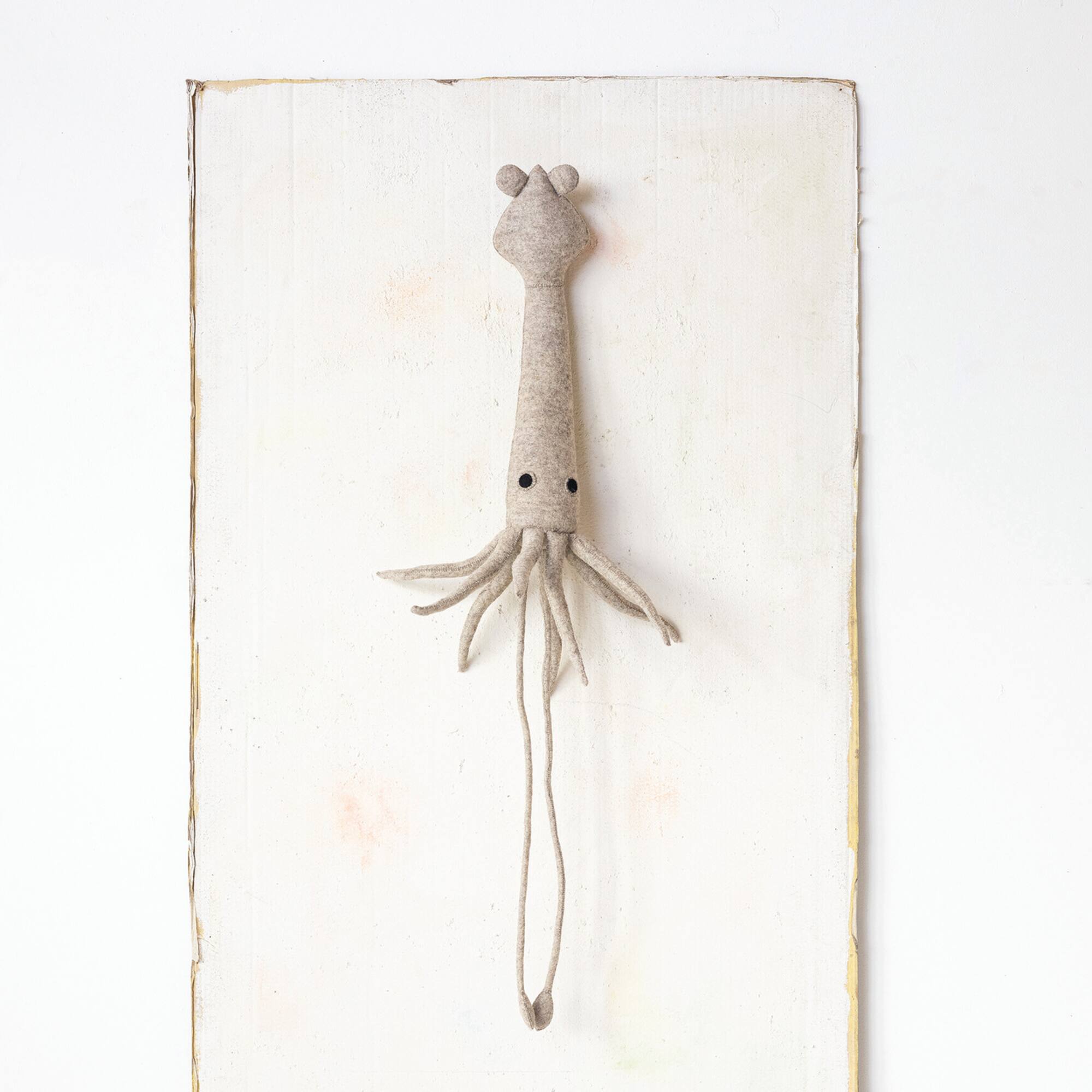Hello Honey® 51" Gray & Black Handmade Wool Felt Squid Wall Hanging
